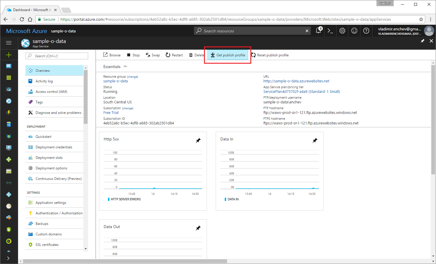 azure ftp server information