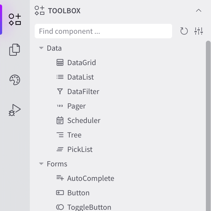 A preview of Radzen Blazor Studio Toolbox